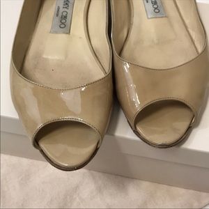Jimmy Choo Beck Patent Leather Nude Flats